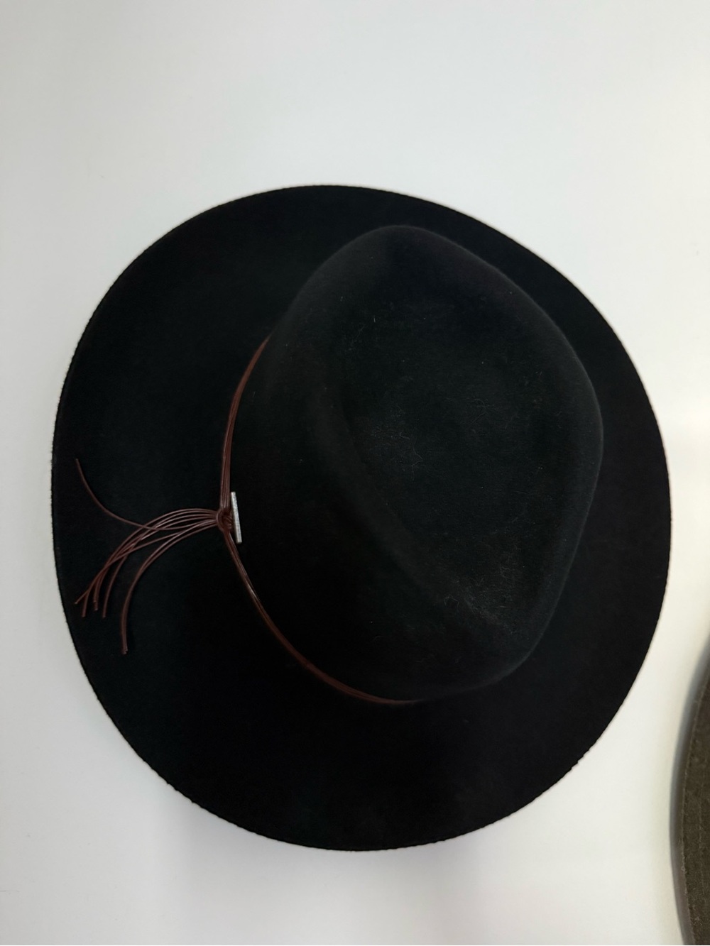 Pendleton Black Wool Felt Wide-Brim Hat with Brown Leather Band